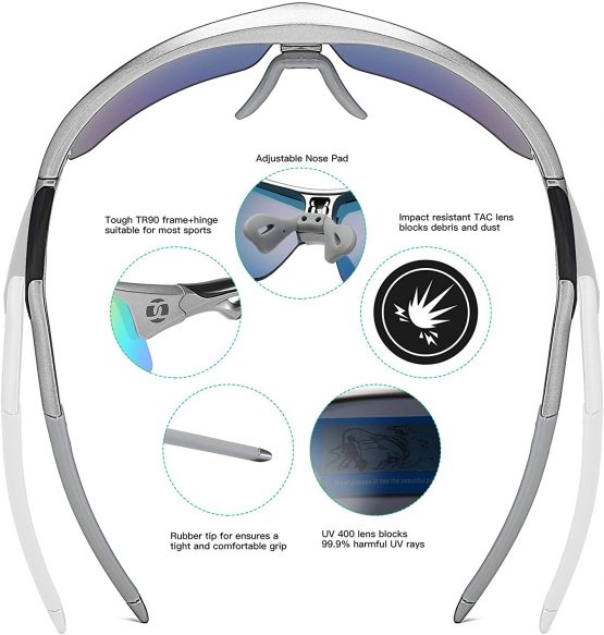 DUCO Polarized Sports Sunglasses with 5 Interchangeable Lenses UV400 Protection Sports Sunglasses for Cycling Running Glasses - Image 4