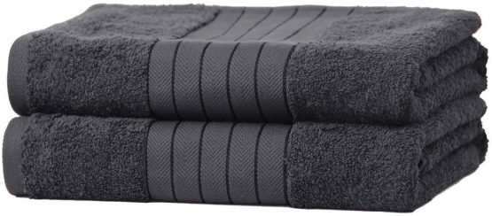 Brentfords Luxury 100% Cotton 2 x Jumbo Bath Sheets Extra Large Towels Bale Absorbent - Charcoal Grey