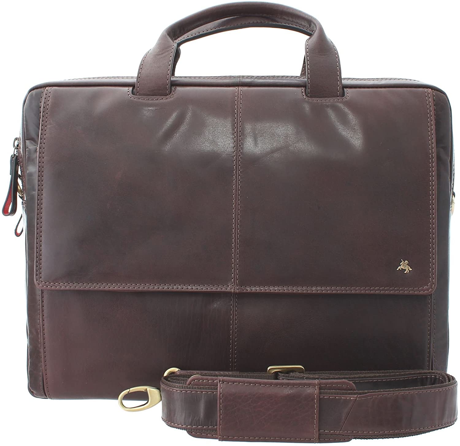 VISCONTI ANDERSON Leather Briefcase/Business Bag With Removable Laptop Sleeve - ML24 Brown - Image 2