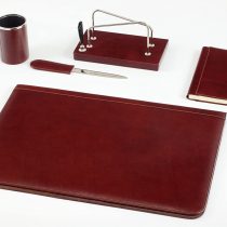 6-Piece Desk Set - 100% Full-Grain Leather - Handmade in Italy by Expert Artisans - Elegant and Practical, Ideal for The Office - Brown