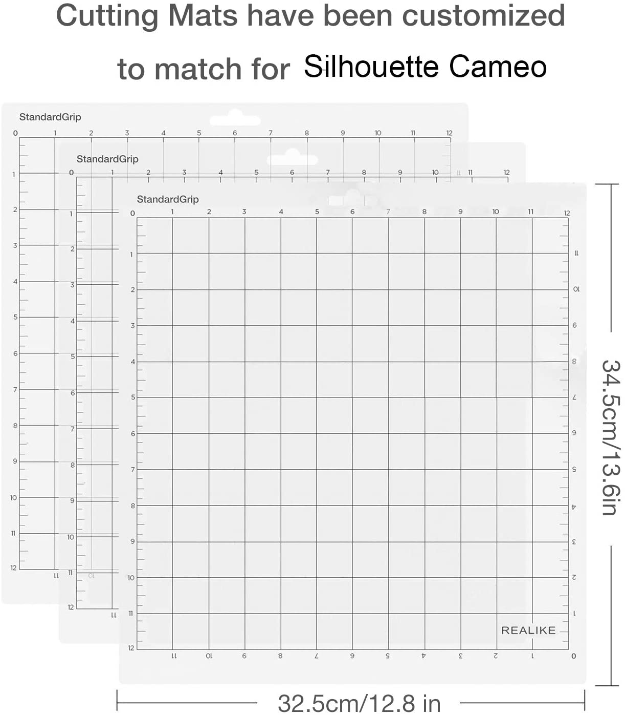 REALIKE Cutting Mat for Silhouettes Cameo,12X12 inch Adhesive Sticky in 3Pack Flexible Replacement Vinyl Cutting mat for Craft Sewing - Image 2