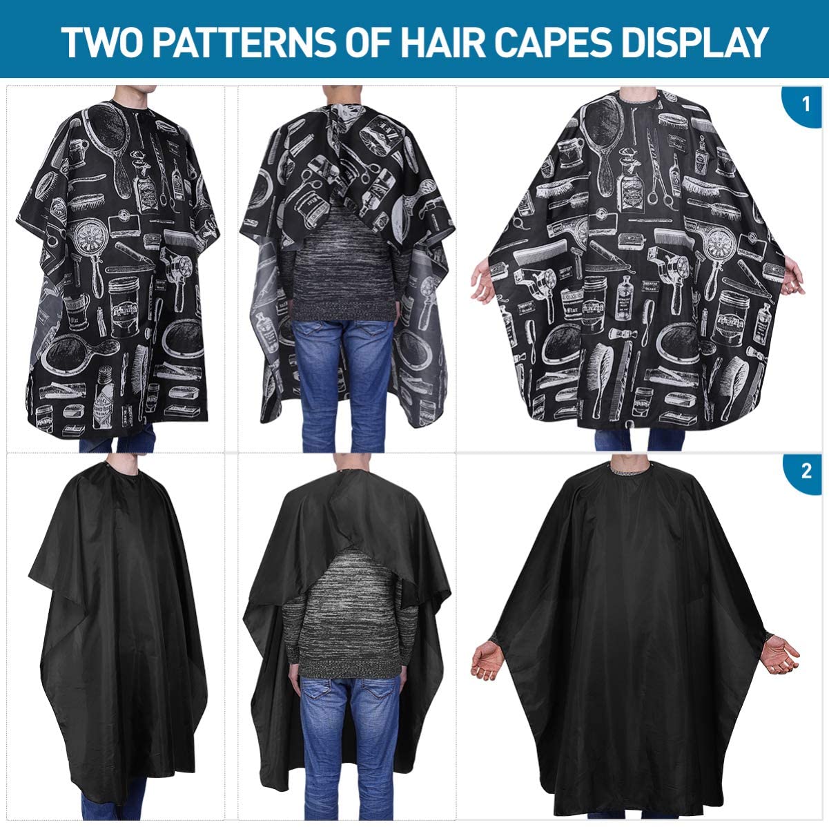 FRCOLOR Hidden Button Apron for Barber Hair Brush Professional Hair Cape for Haircut Includes and Comb Kit for Beauty Salon - Image 4