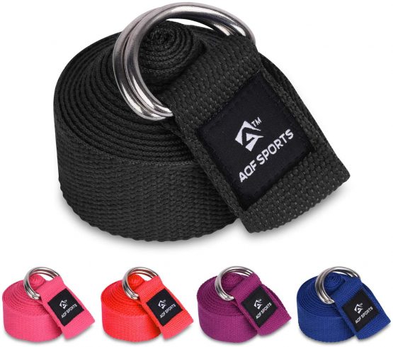 AQF Yoga Strap 1.8M, 2.4M, 3M Soft Cotton Leg Stretcher with D-Ring Buckle Adjustable Fitness Belt for Leg Stretching & Body Stretch Band