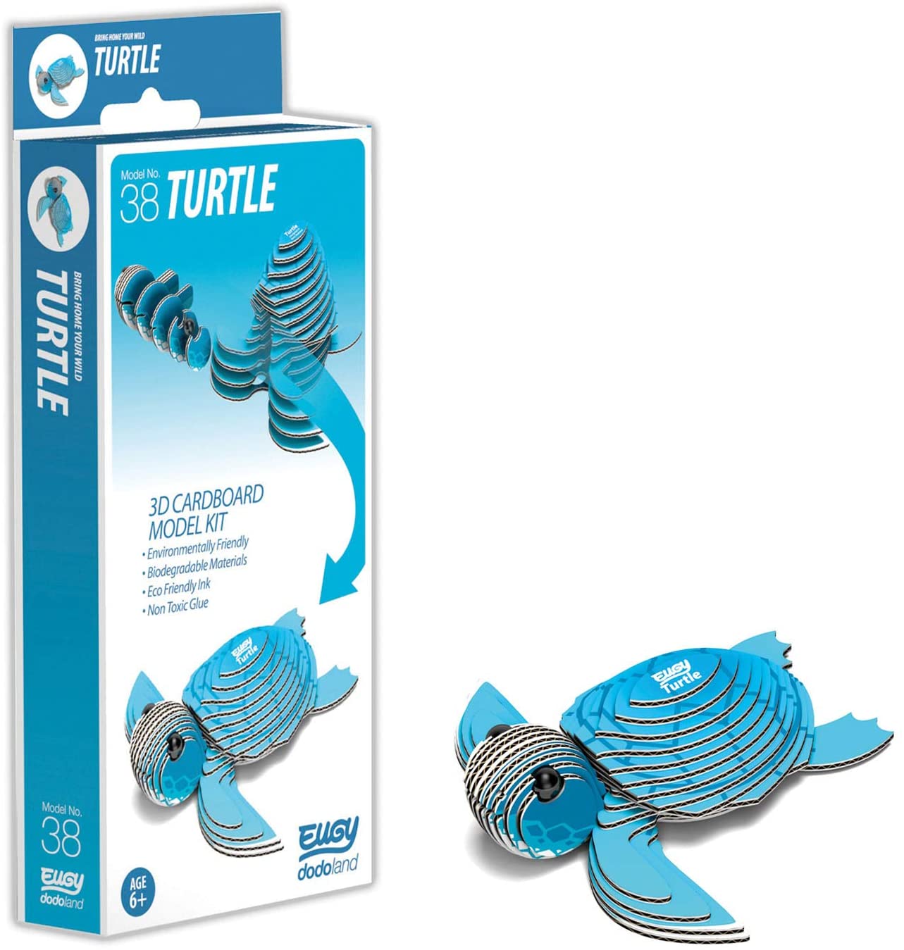 EUGY 3D Turtle Model, Craft Kit, Green, Small