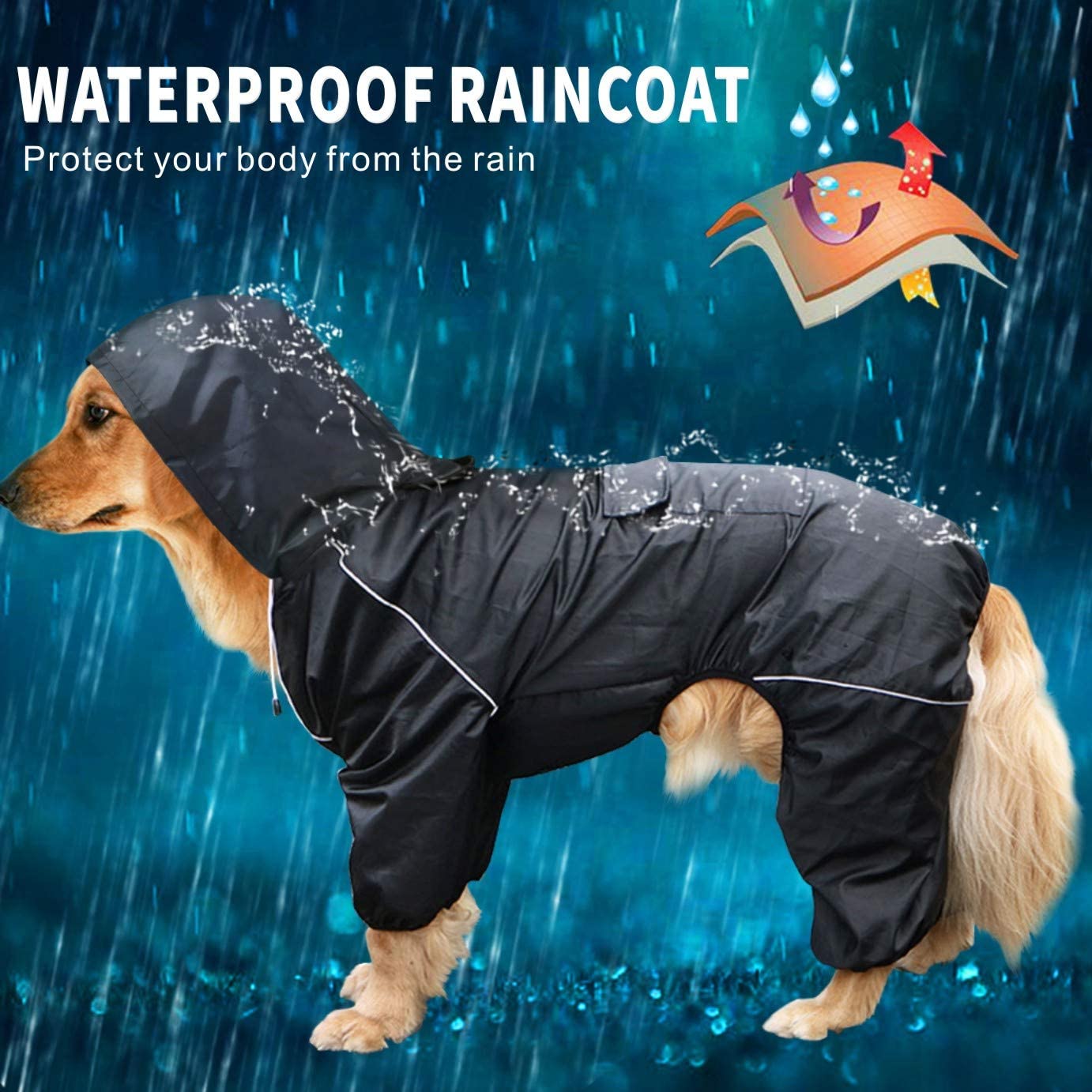 Idepet Raincoat with Hood & Collar Hole - Image 2