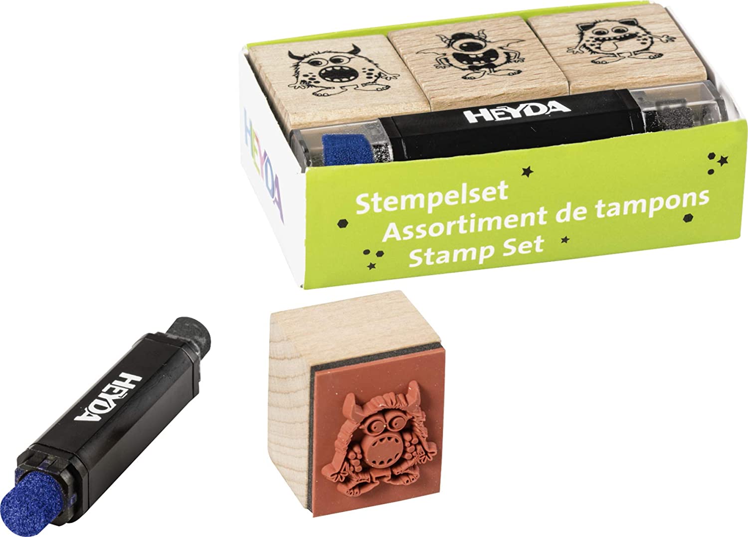 Heyda Stamp Set Stamp Set (Monster), Setgröße: 8 x 4,5 x 2,5 cm