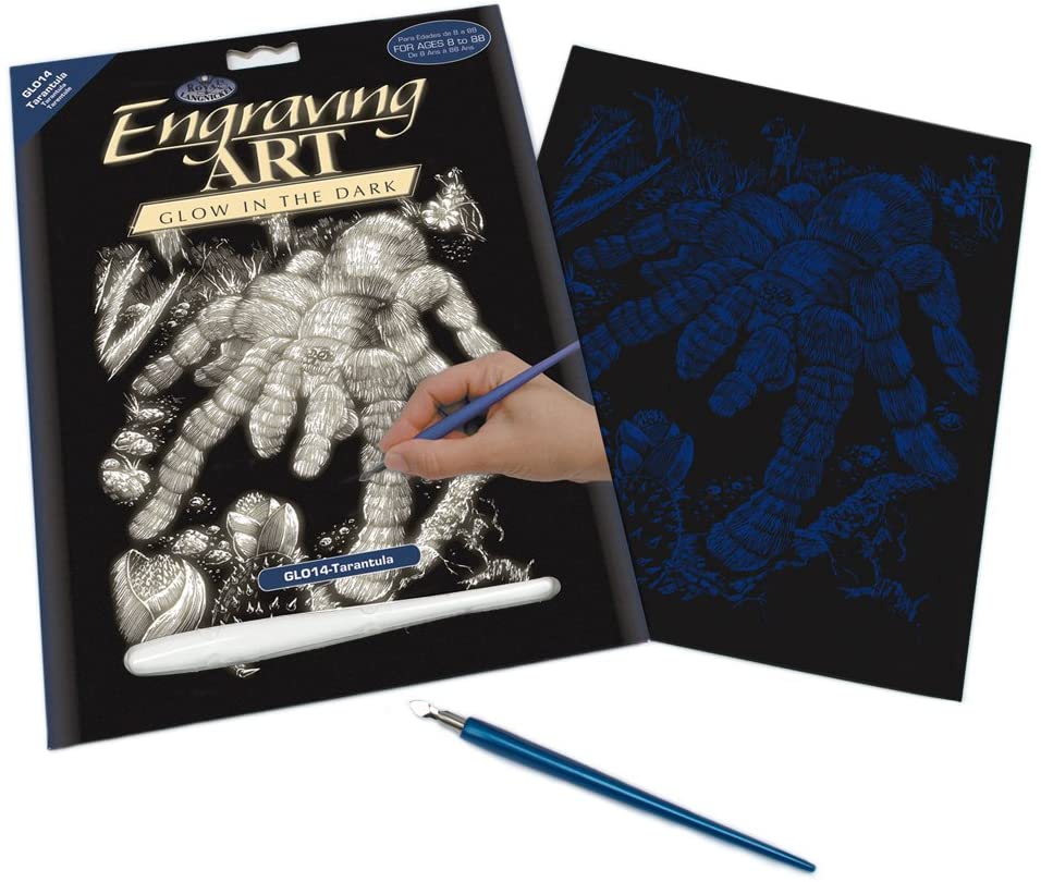 Royal & Langnickel Glow In The Dark Engraving Art A4 Size Tarantula Designed Painting Set, Glow in Dark