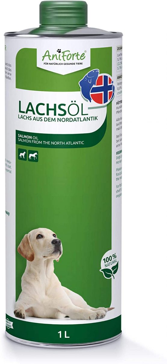 AniForte Premium Salmon Oil for Dogs, Cats, Horses & Pets 1L, 100% Natural Norwegian Fish Oil with Omega, 3 High Level of EPA and DHA Fatty Acids, Barf Supplement