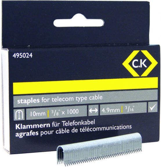 C.K 495024 Telecom Cable Staples 4.9x10 mm-Box of 1000, Silver