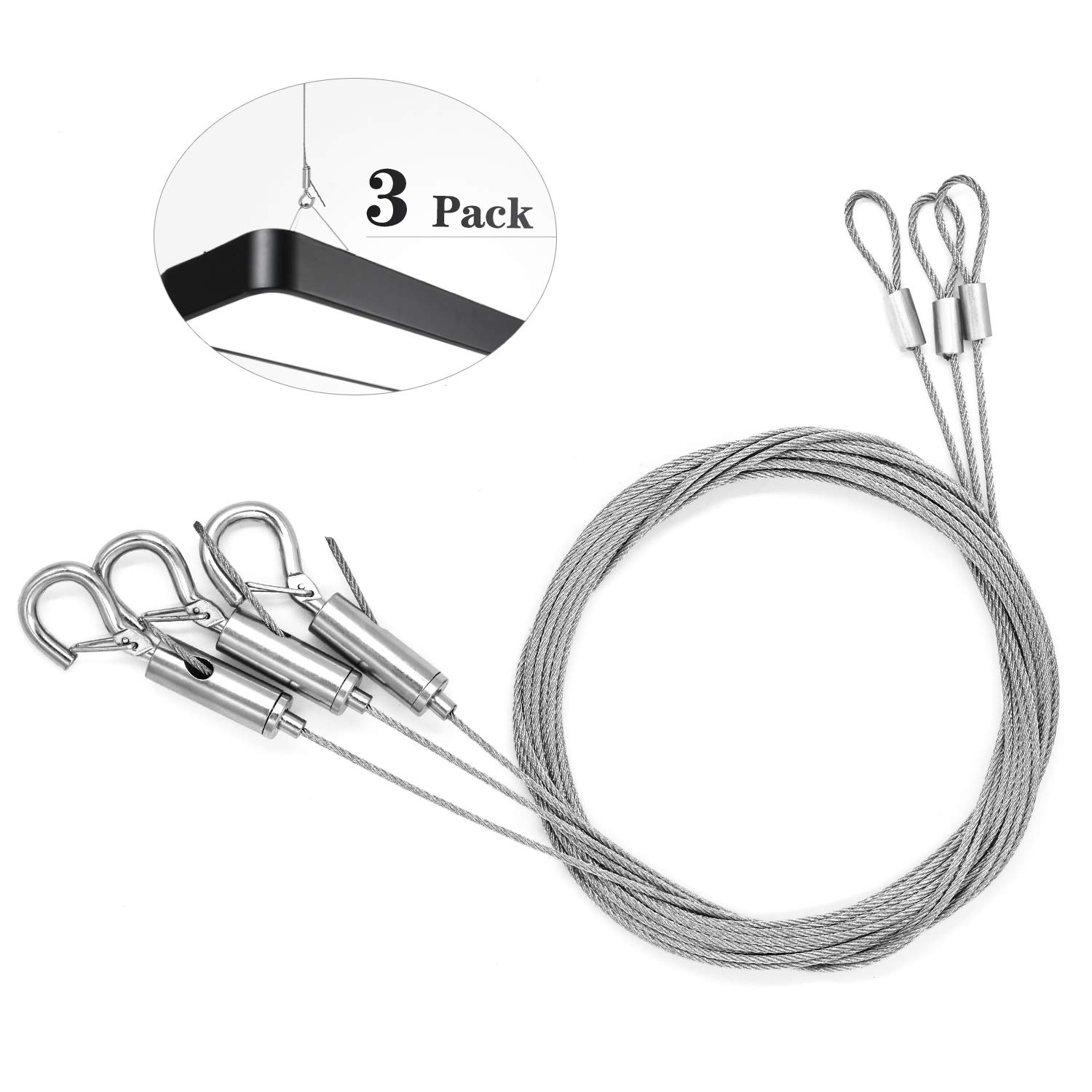 3 Pcs Heavy Duty Stainless Steel Hanging Wire 1.5 mm x 2 m Adjustable  Length Picture Hanging Rope for Mirror Light Lamp Billboard – BigaMart