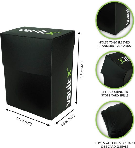 Vault X ® Deck Box and 100 Black Card Sleeves - Medium Size for 70-80 Sleeved Cards - PVC Free Card Holder for TCG (Medium + 100) - Image 2