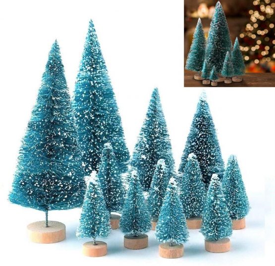 LATERN 28Pcs Mini Model Snow Trees Frost Trees Bottle Brush Trees Plastic Winter Snow Ornaments Tabletop Model Trees for DIY Room Decor Home Table Top Decoration Diorama Models