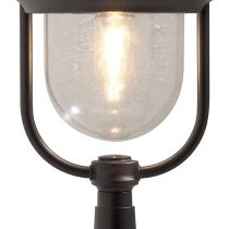 Konstsmide Parma Post Outdoor Light Gate Post / 1 x 75 W E27 Max Bollard / Clear Acrylic Globe / Aluminium / IP43 / Outside Light Matt Black, 7224-750