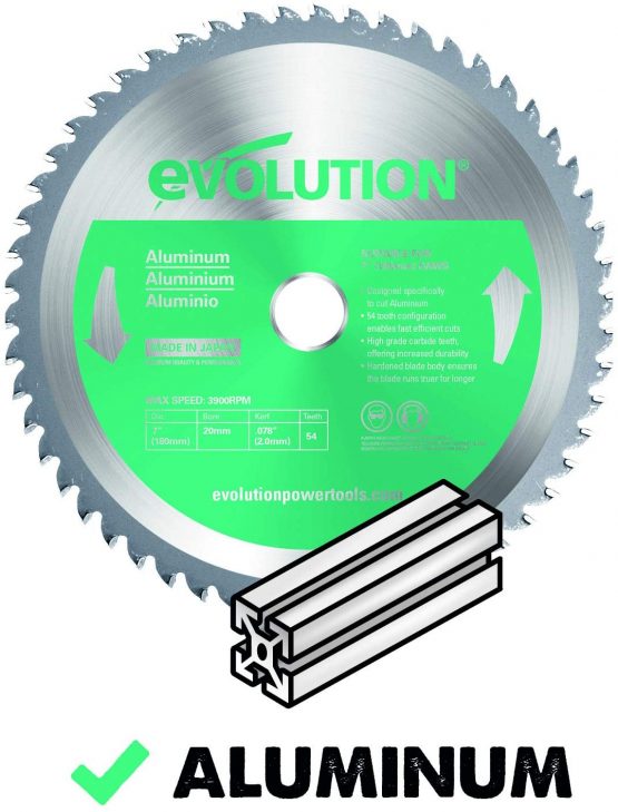 Evolution Power Tools 180BLADEAL Aluminium Carbide-Tipped Blade, 180 mm - Image 2