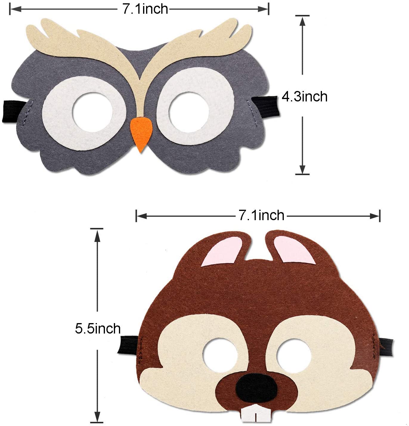 JAHEMU Forest Animals Felt Masks Halloween Mask Fancy Dress Up Costume Birthday Christmas Party Favors Gifts for Kids 10 Pieces - Image 2