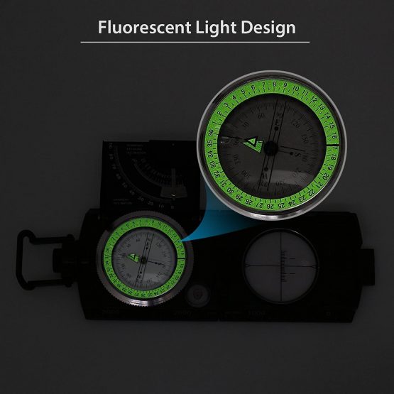 Multifunction Compass Waterproof Navigation Compass Clinometer with Fluorescent Scale Sighting Compass Inclinometer with Bag for Hiking Camping Climbing Exploring Geology Outdoor Activities - Image 4