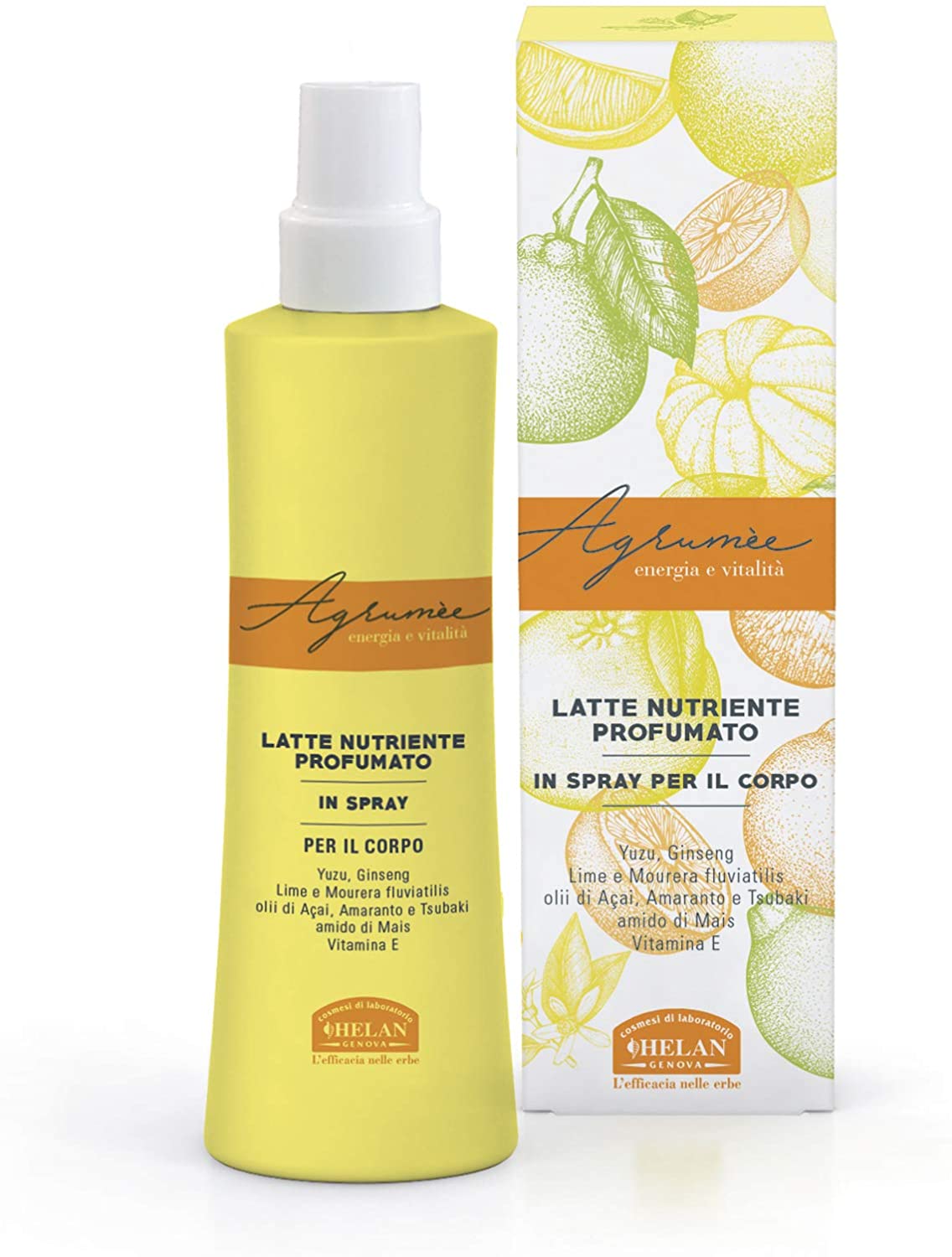 Helan Agrumèe, Nourishing, Scented Body Cream in Spray with Vitamin E, Ginseng and Lime Extracts, Non-Greasy