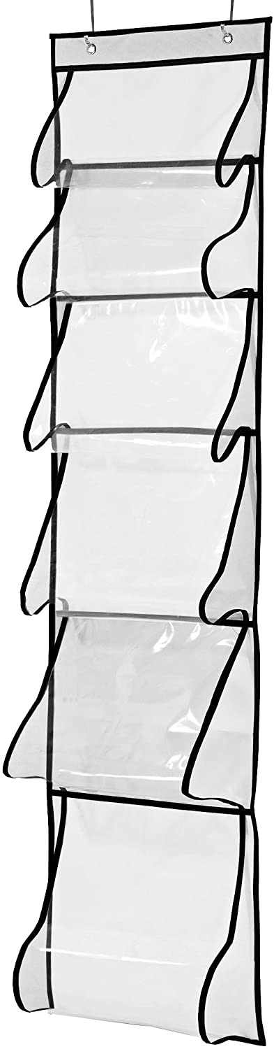 MISSLO Over Door Hanging Handbag Organiser Storage For Wardrobe Dust Bags for Handbags with 6 Different Size Pockets, Caps
