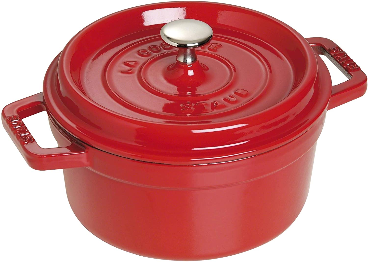 STAUB 1004199 Cast Iron Roaster/Cocotte, Round, 18 cm, 1.7 L, Cherry Red