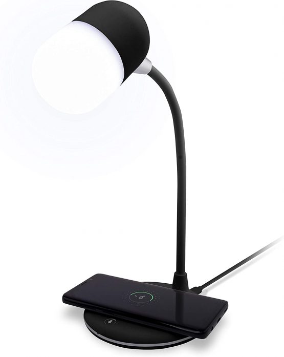 Groov-e Apollo Touch Control LED Desk Lamp with Built-In Wireless Charger & Bluetooth Speaker, black - Image 2