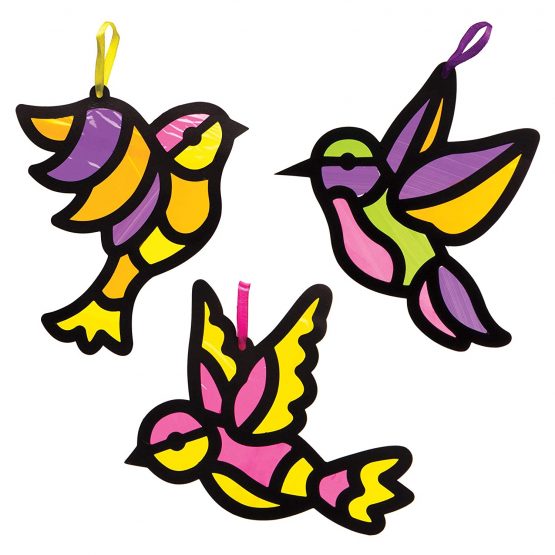 Baker Ross AW299 Bird Stained Glass Decoration Kits (Pack of 6) Spring Themed Crafts for Kids to Decorate and Display - Image 3