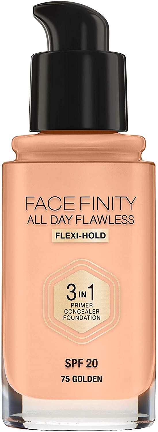 Max Factor Facefinity All Day Flawless 3 in 1 Liquid Foundation, Lightweight Oil Free Formula with SPF 20, 075 Golden, 30 ml - Image 2