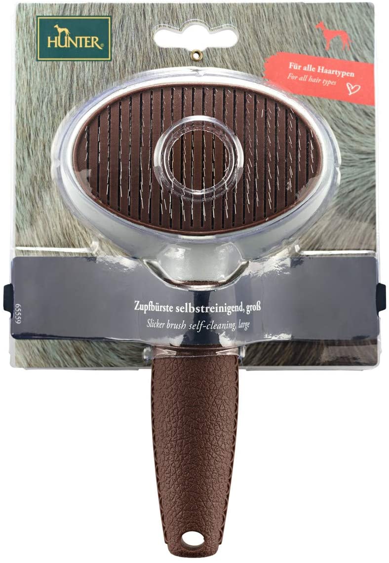 Hunter - Self-cleaning brush carding L, grey / brown - Image 3
