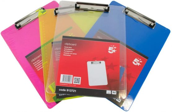 5 Star Clipboard Plastic Durable with Rounded Corners A4 Clear - Image 2