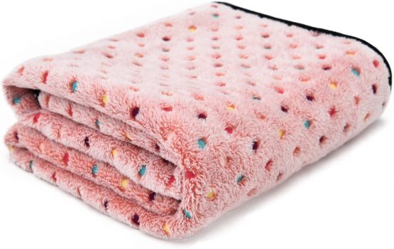 PAWZ Road Pet Dog Blanket Fluffy Fleece Fabric Soft and Cute Warm Dot Print Blanket Washable for Cats and Dogs Pink L:140 * 100cm