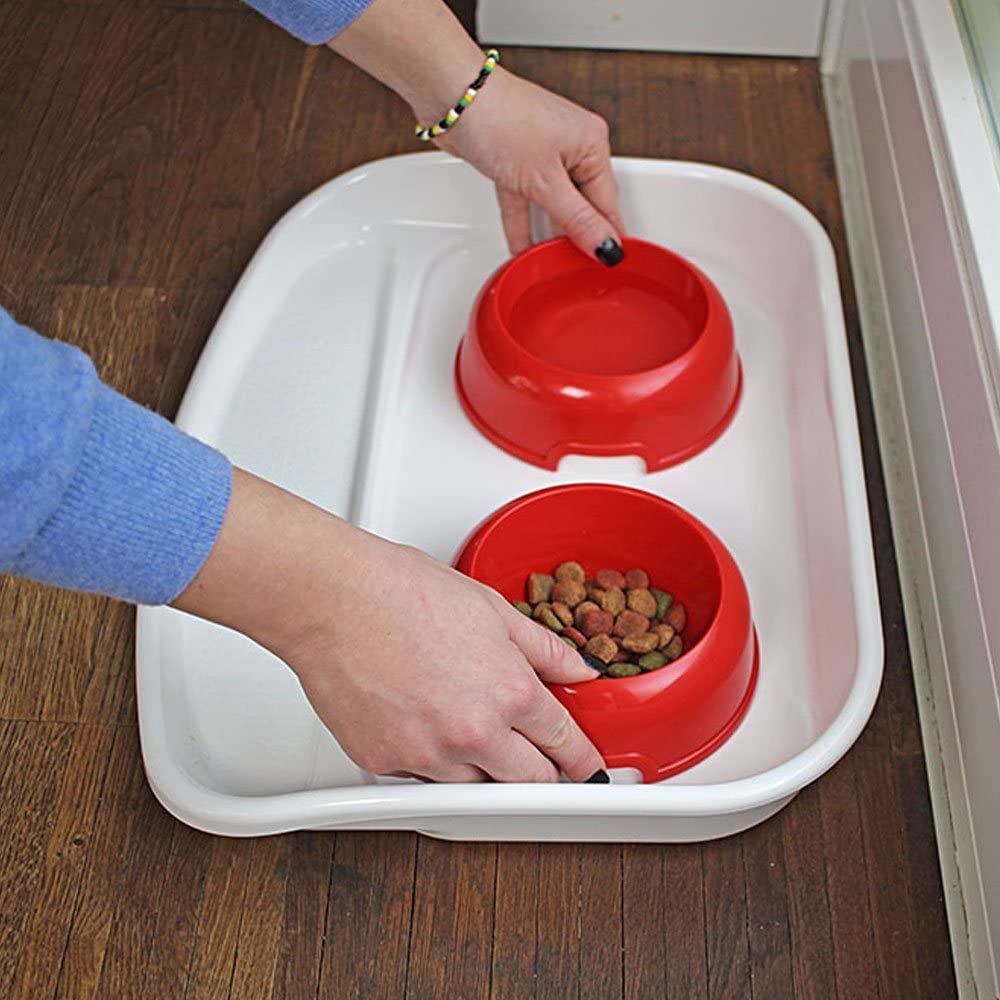 Ferplast Lindo Cat and Dog Bowls with Tray, 44.5 x 34 x 7 cm, 0.6 Liter, Red - Image 3