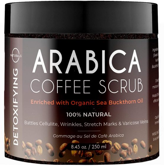 O Naturals Coffee Arabica Anti-Cellulite Exfoliating Dead Sea Salt Scrub For Face Body Legs & Foot Best Hydrating Stretch Marks Wrinkles Varicose Veins Boosts Circulation For Men & Women 250ml