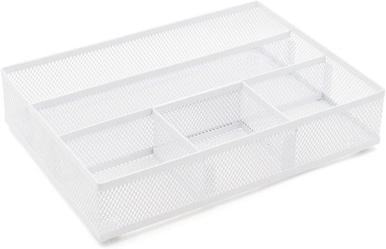 EasyPAG Mesh Drawer Organiser Tray Desk Draw Tidy Office Stationery Storage Pen Holder,White