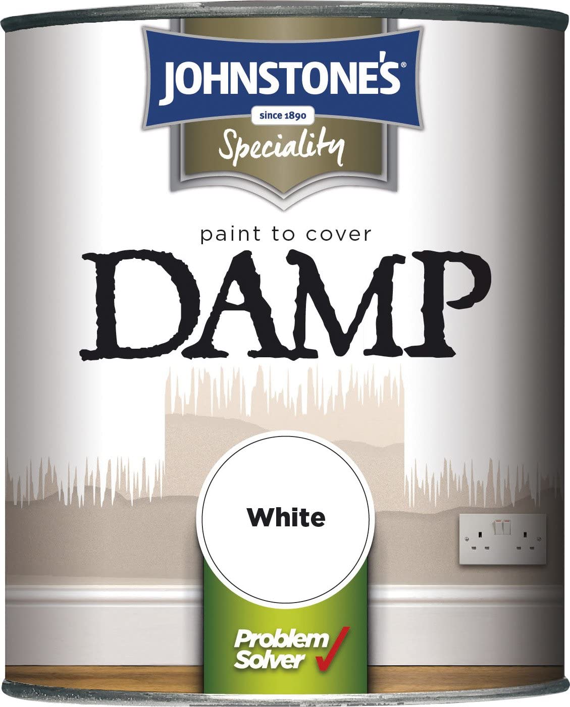 Johnstone's 307955 Paint to Cover Damp White, 750ml, 750 ml