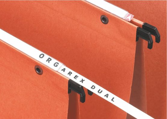 Esselte Dual Lateral Suspension Files, A4, 15mm Capacity, Pack of 25 Connectable Files, Tabs Included, Orange, Orgarex Range, 21628 - Image 2
