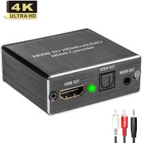Snxiwth HDMI Audio Extractor, 4K@30Hz HDMI to Optical SPDIF Toslink HDMI Audio Splitter 3.5mm L/R Stereo Converter for TV PS4 Xbox Chromecast DVD Player