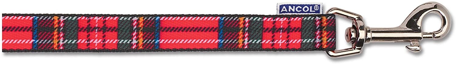 Ancol Nylon Tartan Lead Red (1 m x 19 mm), 1 m long / 19mm width