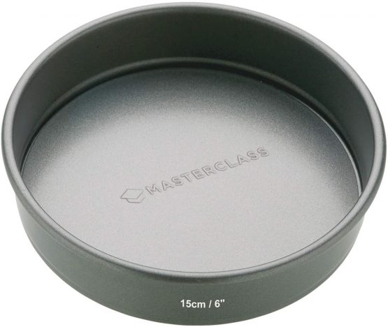 MasterClass KCMCHB28 Non-Stick Round Sandwich Tin with Loose Base, Carbon, Grey, 15 cm (6 inches)