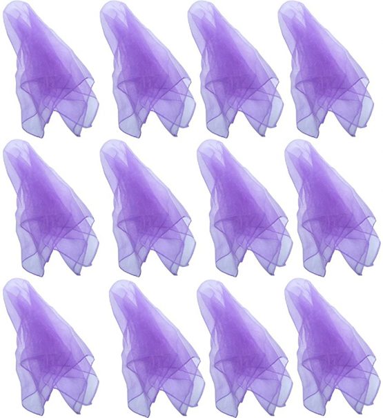 Hoerev Small Pack of 12 (approx. 40cm x 40cm) Juggling(dance) Scarves,Small Floaty Scarves For Small People,Single Colours