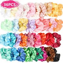 BUYGOO 36 Colour Silk Satin Hair Scrunchies for Girls Women Ladies, Durable Elastic Hair Bobbles for Ponytail Holder, Hair Ties Scrunchy Hair BandsTraceless Hair Accessories Ropes