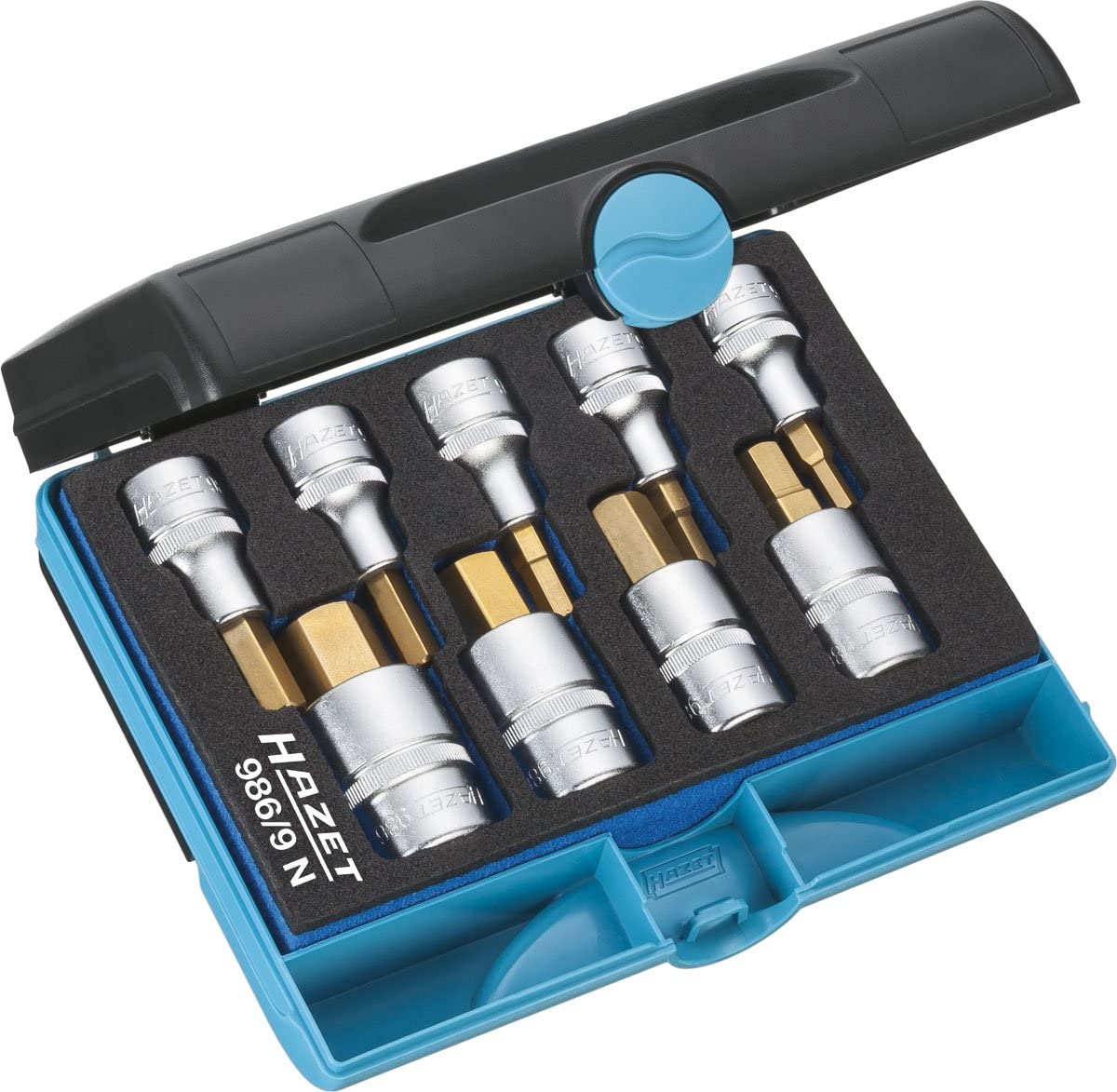 HAZET 986/9N Hexagon Profile Screwdriver Socket Set - CVD-Tin Coated