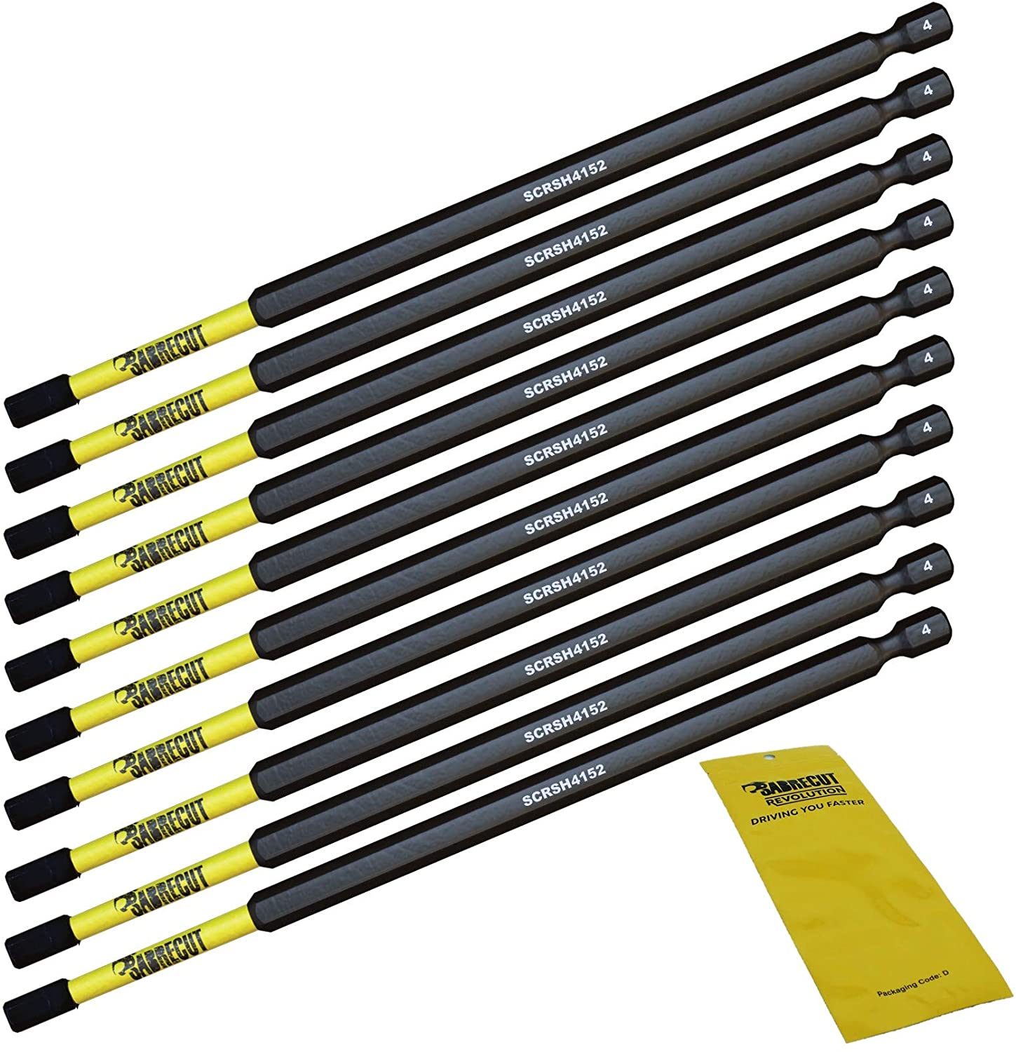 10 x SabreCut SCRH4152_10 152mm H4 Hex Magnetic Impact Screwdriver Driver Bits Set Single Ended Heavy Duty Compatible with Dewalt Milwaukee Bosch Makita and Others