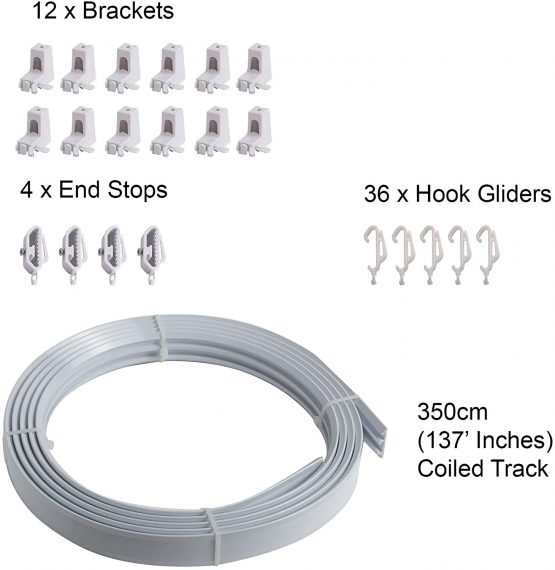 3.5m BENDABLE CURTAIN TRACK FOR STRAIGHT & BAY WINDOW RAIL Top or Face Fix all Fixings - Image 2