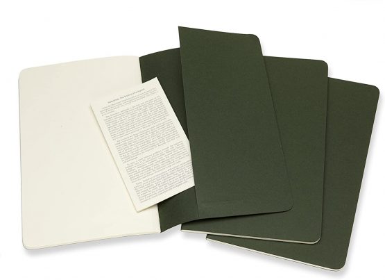 Moleskine Cahier Journal, Set 3 Notebooks with Plain Pages, Cardboard Cover with Visible Cotton Stiching, Colour Myrtle Green, Large 13 x 21 cm, 80 Pages - Image 4