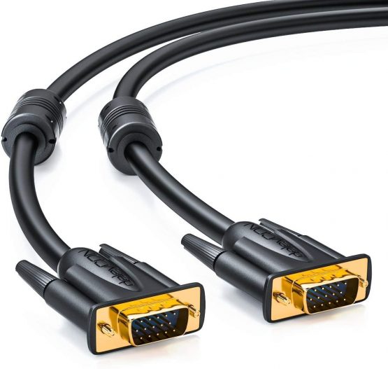 deleyCON 0.5m (1.64 ft.) S-VGA Monitor Cable - VGA 15-Pin Cable D-Sub Connector Full HD Triple-Shielded Kink Protection Gold-Plated Contacts - Black - Image 2