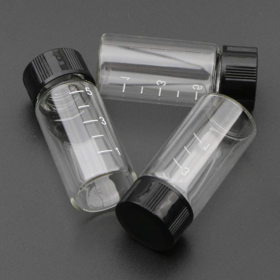 Unxuey 14pcs 5ml (1/6 Oz) Mini Clear Graduated Glass Vials Sample Screw Cap Bottles with Scale Transparent Lab Vials - Image 4