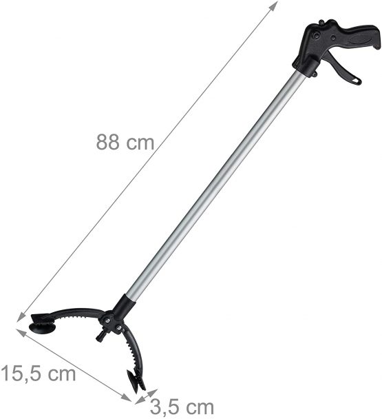 Relaxdays Grip & Grab Aid, No Bending, Reacher, Picking & Reaching Up, Aluminium, Plastic, 88 cm, Black/Silver, 88 x 15.5 x 3.5 cm - Image 3