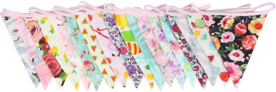 G2PLUS Large Cotton Fabric Bunting Banner 32.8 Feet Double Sided Triangle Flag Garland 36PCS Floral Pennants, Vintage Cloth Shabby Chic Decoration Wedding Birthday Parties - Image 4