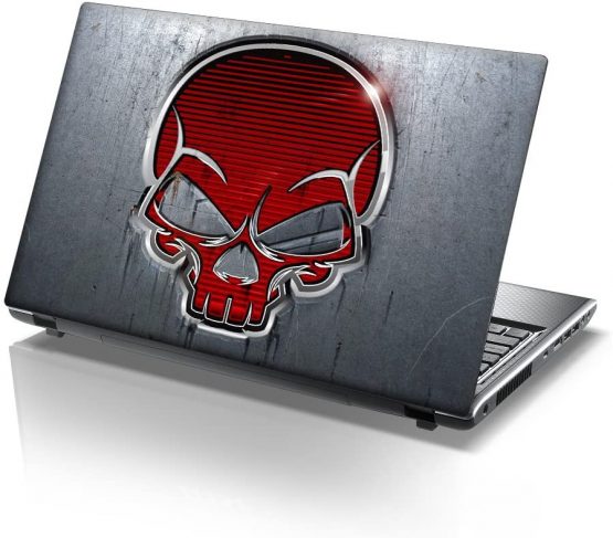 TaylorHe 15.6 inch 15 inch Laptop Skin Vinyl Decal with Colorful Patterns and Leather Effect Laminate MADE IN England Grunge Metal Skull