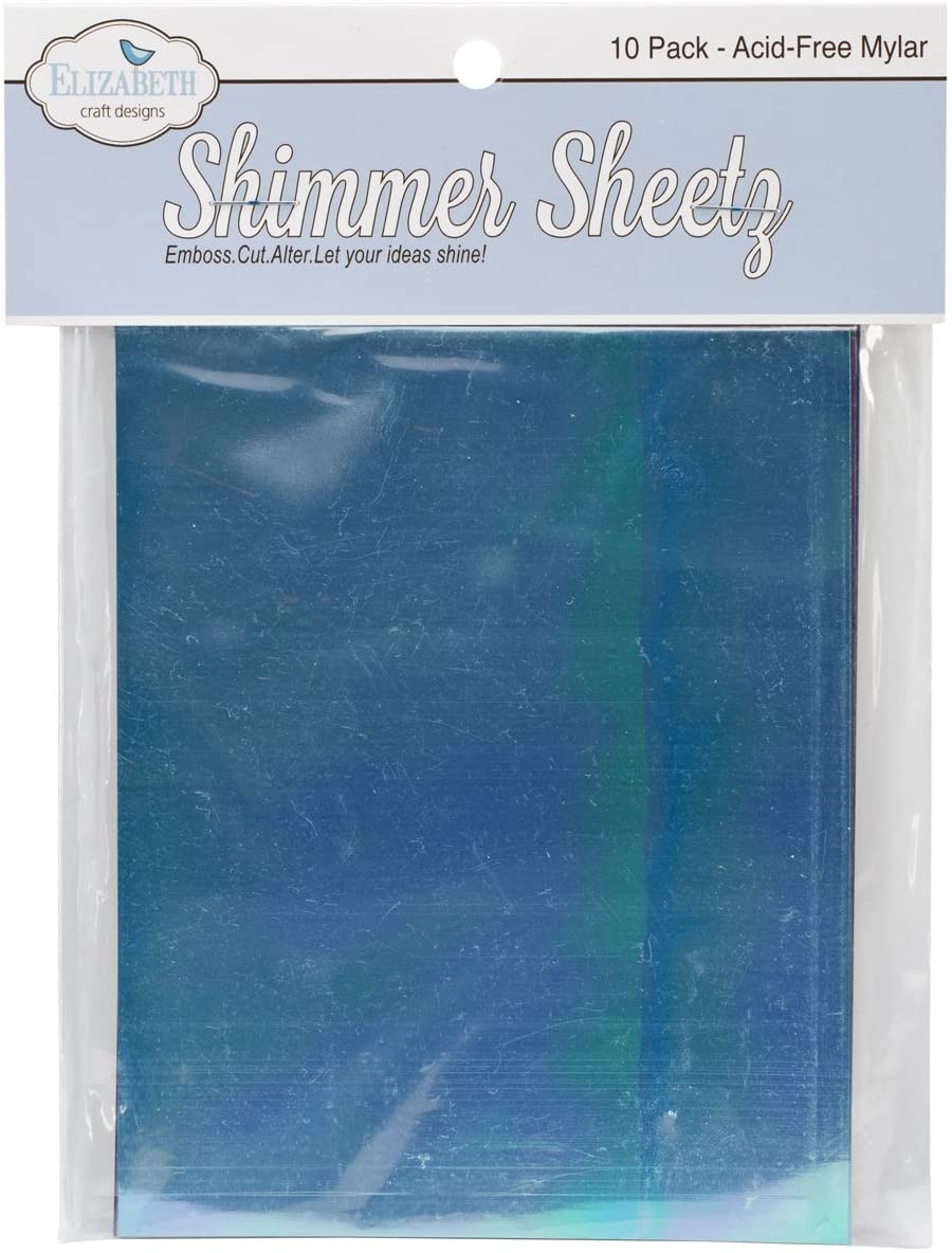 Elizabeth Craft Designs Mylar Shimmer Sheetz Sampler 10 per Package, 5 x 4 inches, Gemstone, Blue, Small