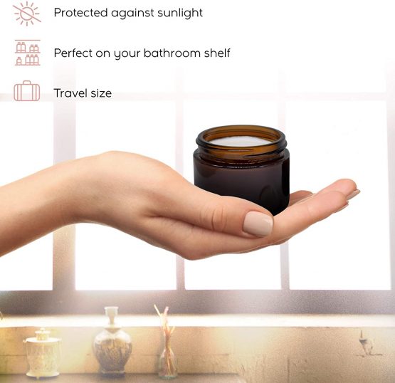 Brown Glass Cosmetic Tinted Jars with Screw on Lids and White Liners for Creams, Lotions and Essential Oils (12 Pack - 120ml) - Image 4